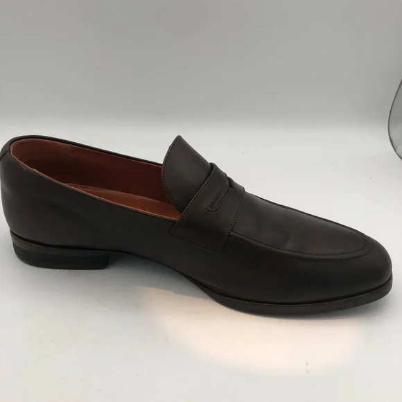 Wolf & Shepherd Men Size 10.5 Dark Brown Leather Penny Loafers Shoe